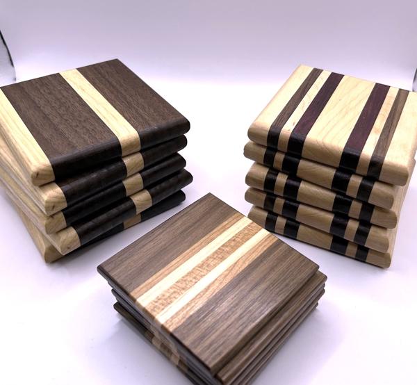 I try to use wood scraps from large projects for smaller (and smaller) projects. One obvious endpoint is coasters!